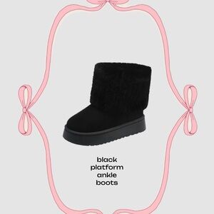Black Short Tall Fur Boots